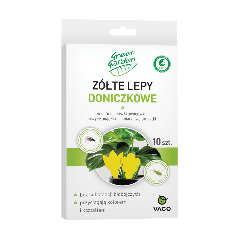 VACO GREEN GARDEN Żółty lep doniczkowy (14cm x 7cm) - 10 szt. 5907596406559