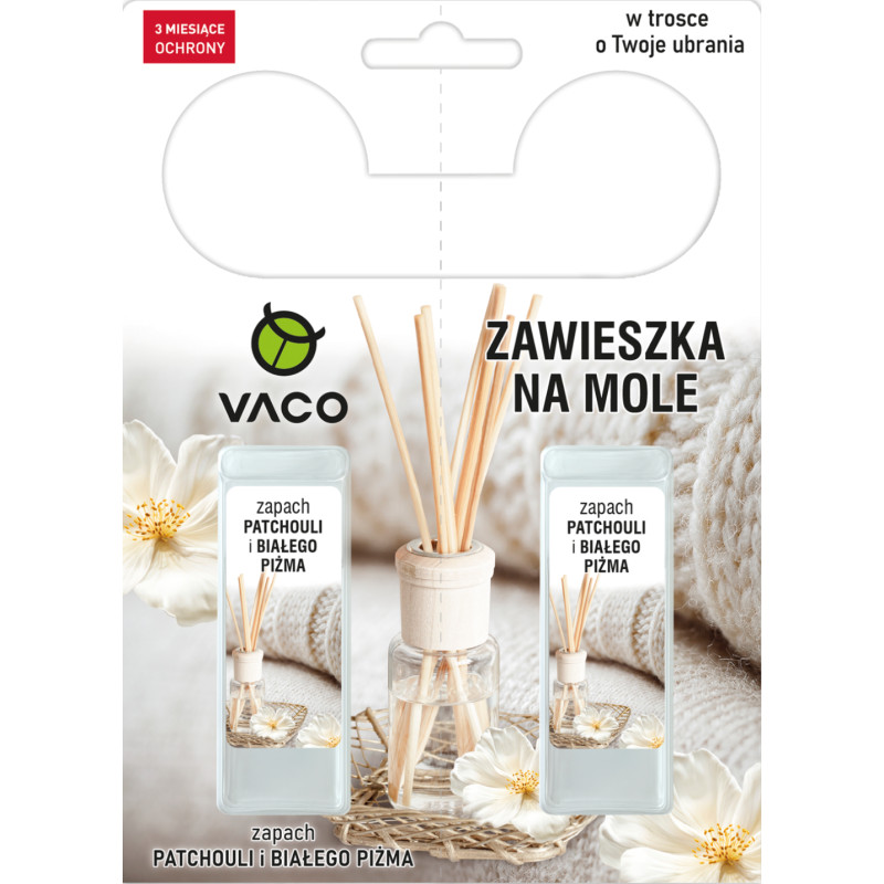 VACO Zawieszka na mole ubraniowe w żelu (Patchoula i Białe Piżmo) - 2 szt. 5901821956147- NOWOŚĆ