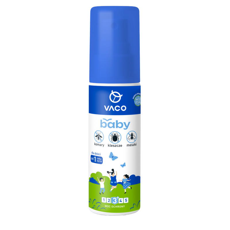 VACO BABY Płyn na kleszcze, komary i meszki dla Dzieci (pump spray, od 1 r.ż.) - 80 ml 5907596406887
