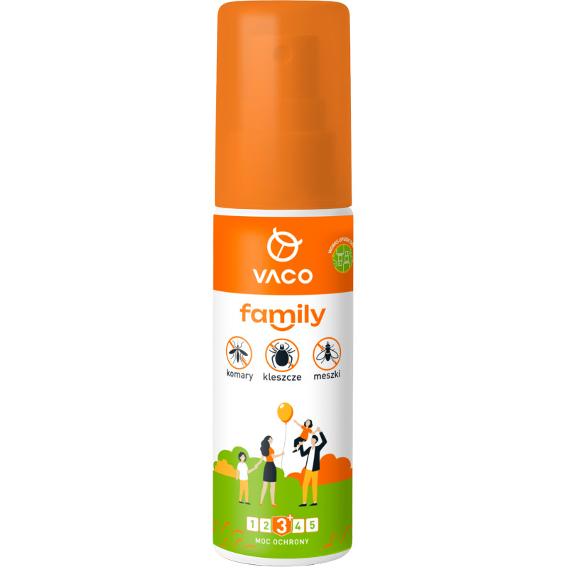 VACO FAMILY Płyn na komary, kleszcze i meszki (pump spray) (DEET 15%) - 100 ml 5907596406856