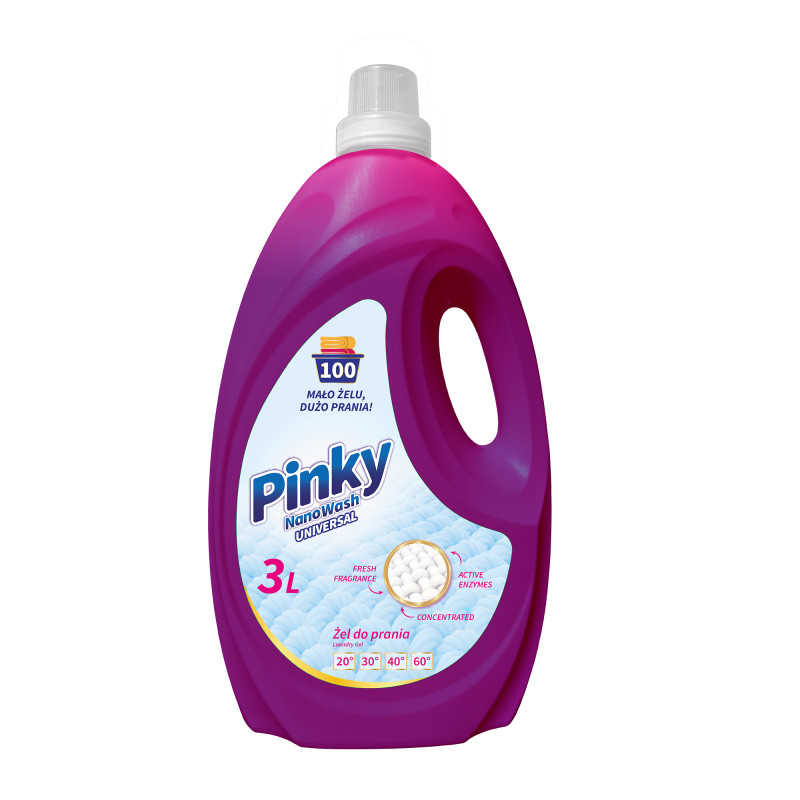 Żel do prania tkanin białych i jasnych 100 prań 3L NanoWash Universal PINKY 5901821954389