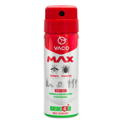 VACO Spray MAX na komary, kleszcze, meszki z PANTHENOLEM i DEET 30% (mini) - 50ml 5901821958196