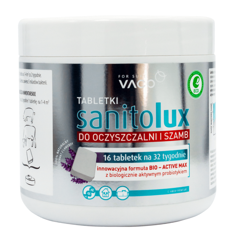 VACO ECO Sanitolux - Bioaktywator do oczyszczalni i szamb w tabletkach (wystarczy na 32 tygodnie) - 16 szt. 5901821959193